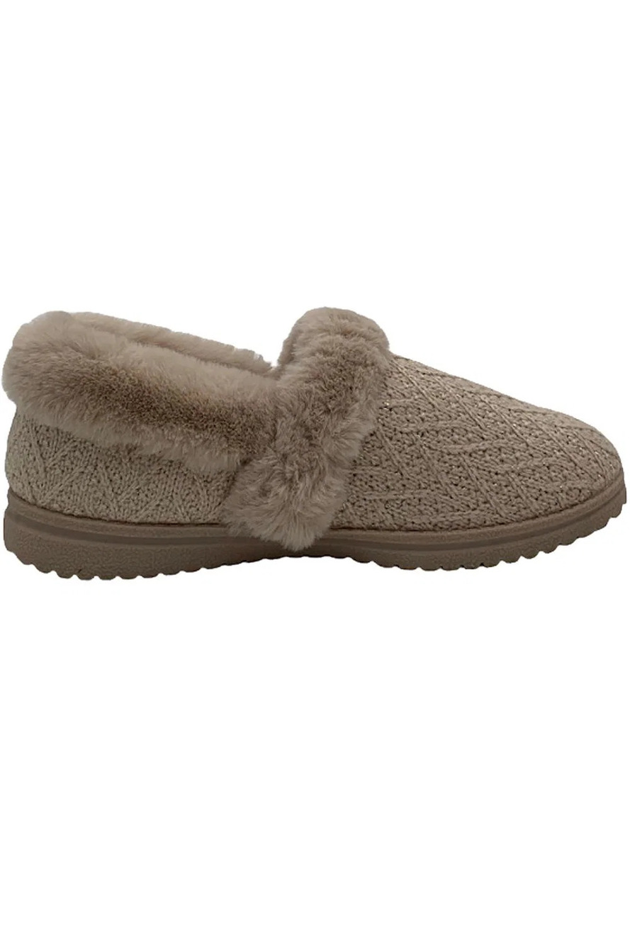 Skechers Cozy Lite Sparkle Knit Slippers Sweet Walk Blush - Wide